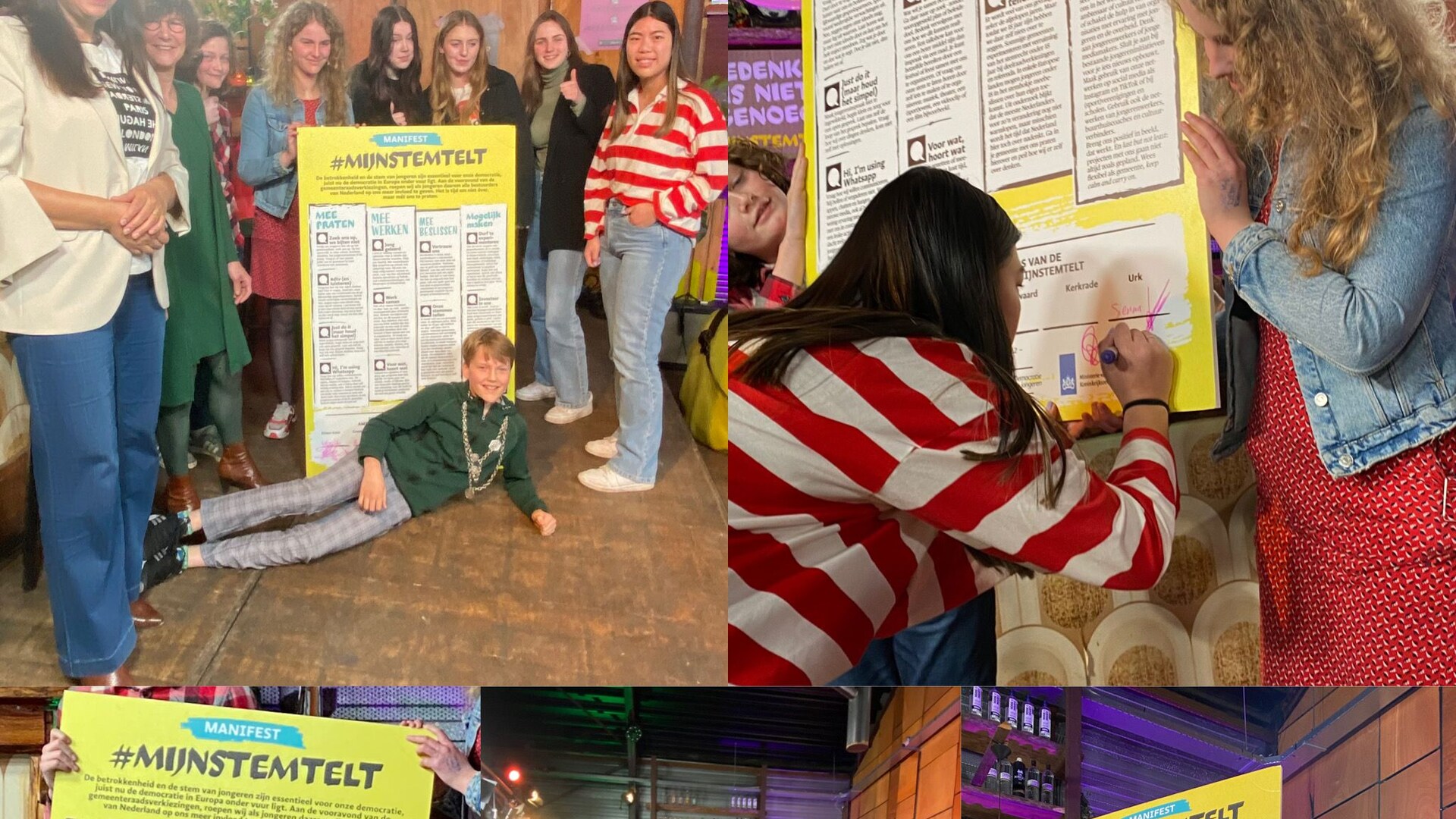 Fotocollage van o.a. Esmee en Anita bij het mijn stem telt festival